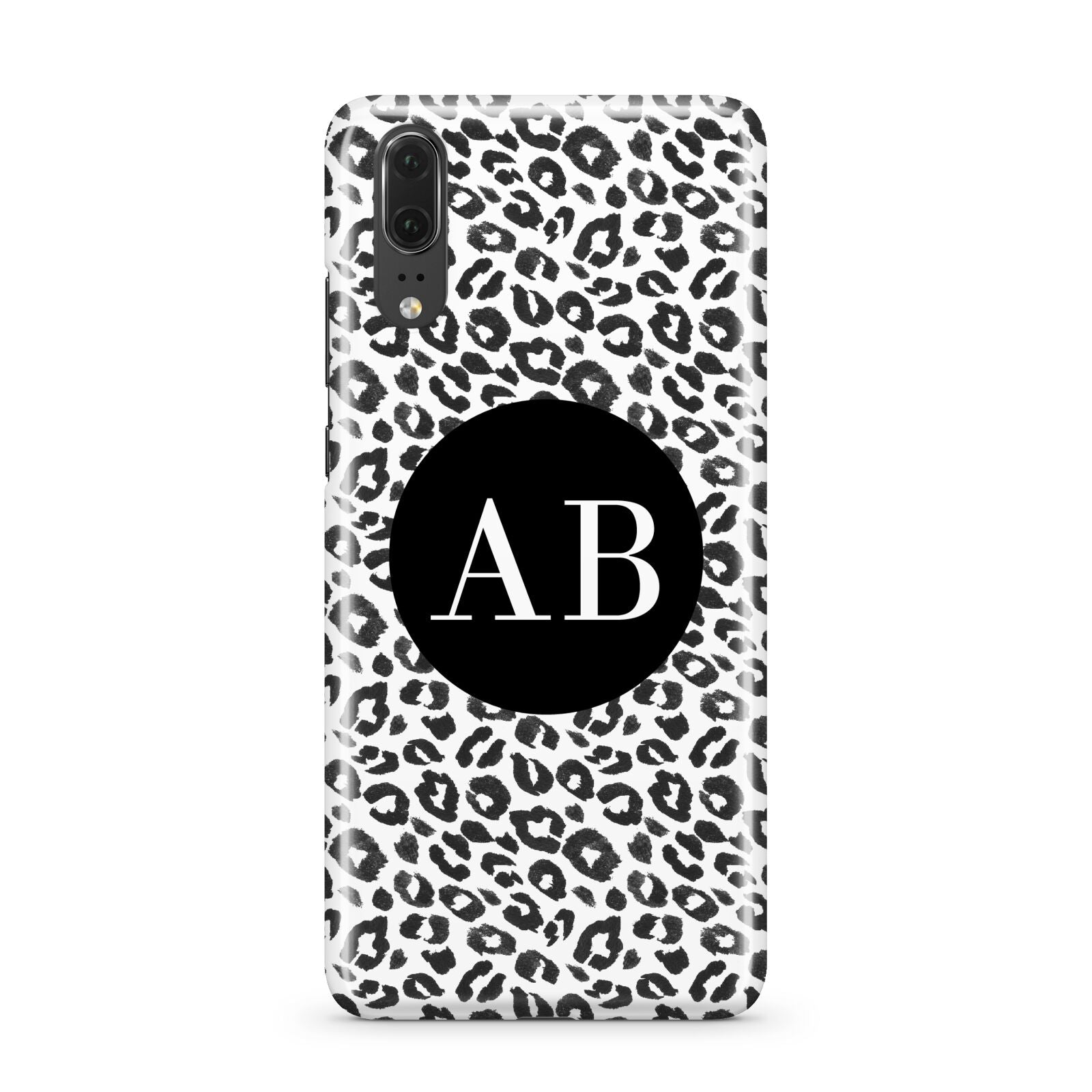Leopard Print Black and White Huawei P20 Phone Case