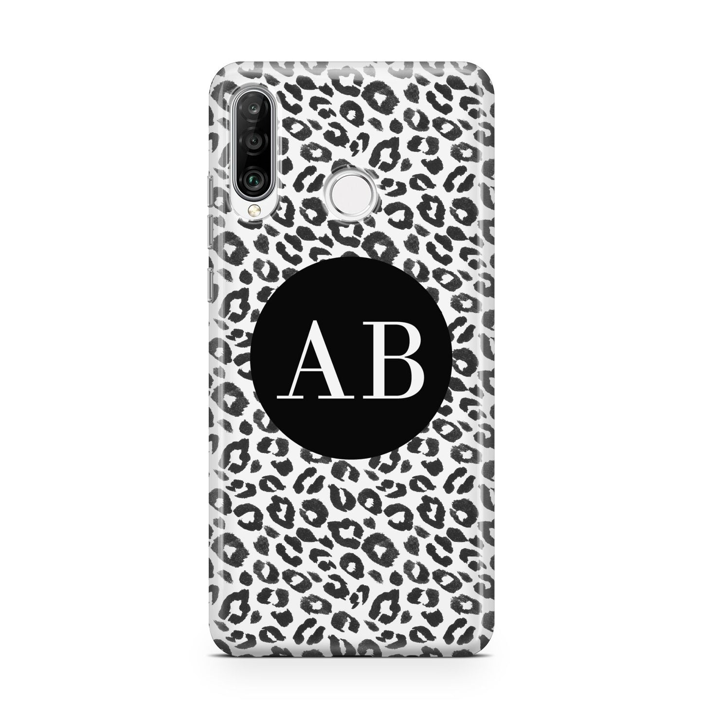 Leopard Print Black and White Huawei P30 Lite Phone Case