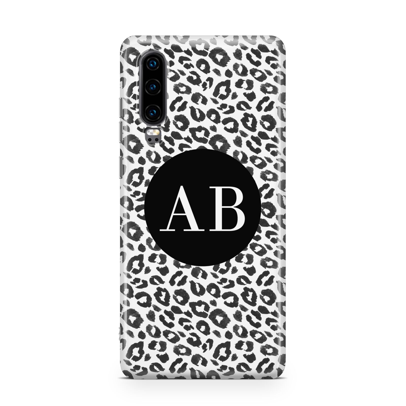 Leopard Print Black and White Huawei P30 Phone Case