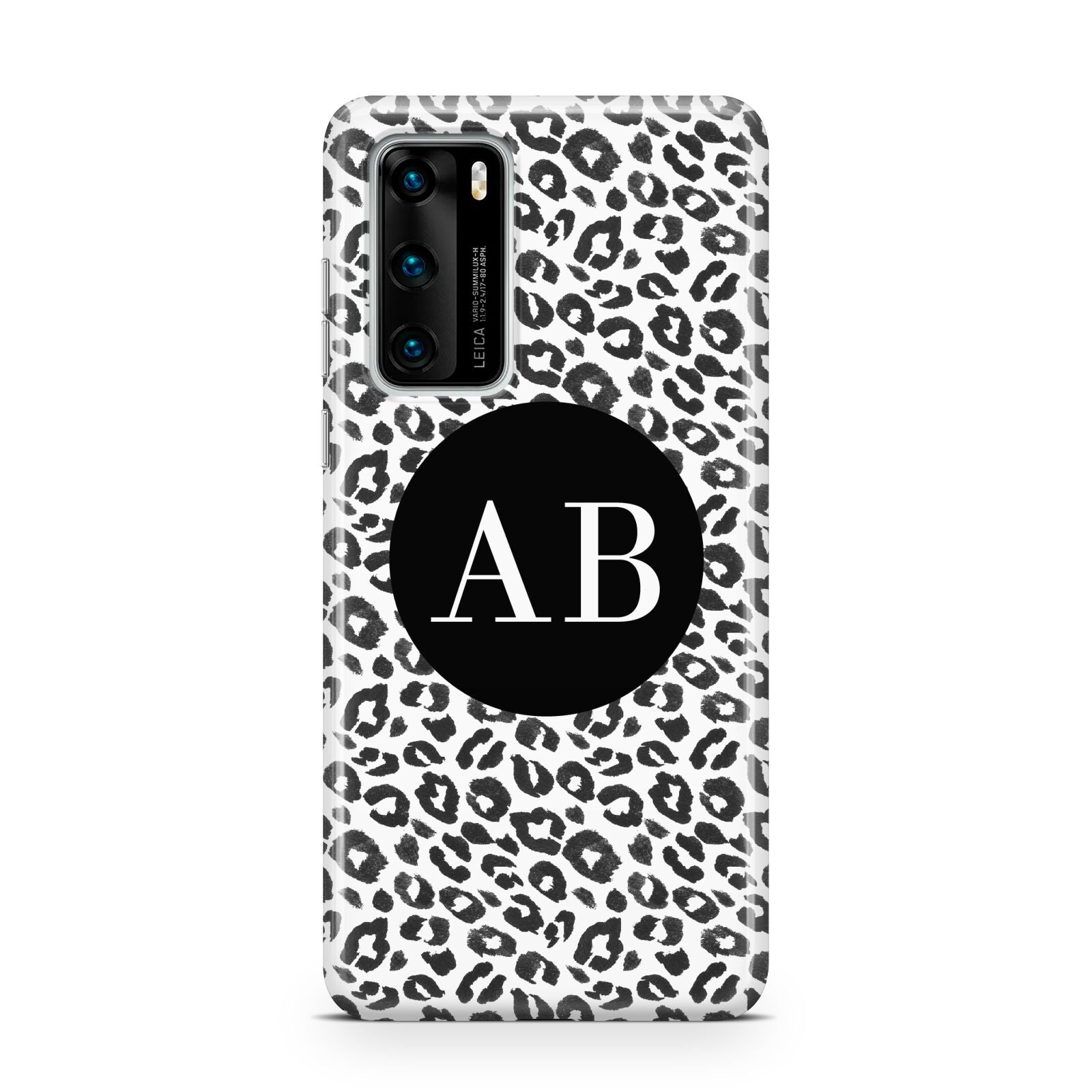 Leopard Print Black and White Huawei P40 Phone Case