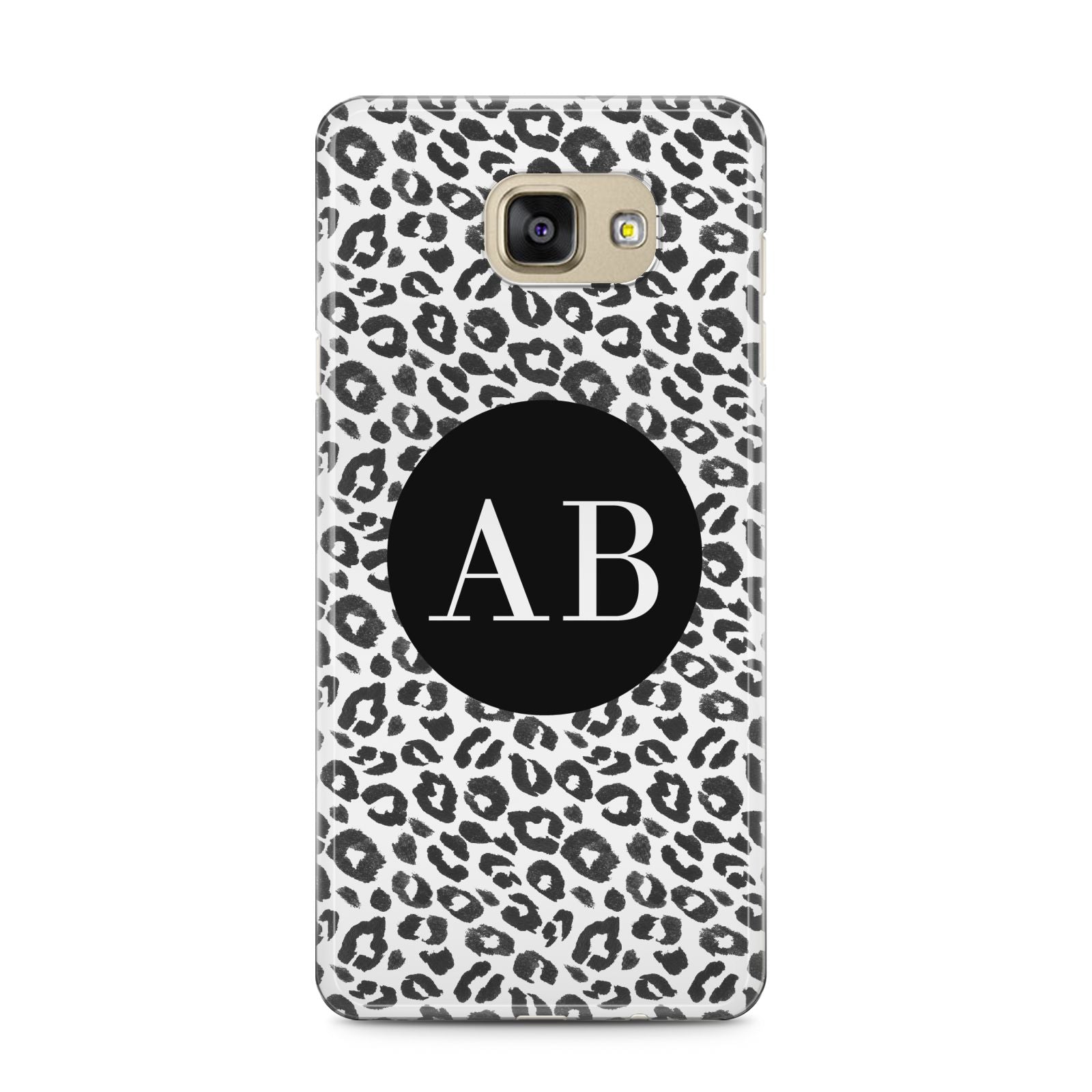Leopard Print Black and White Samsung Galaxy A5 2016 Case on gold phone