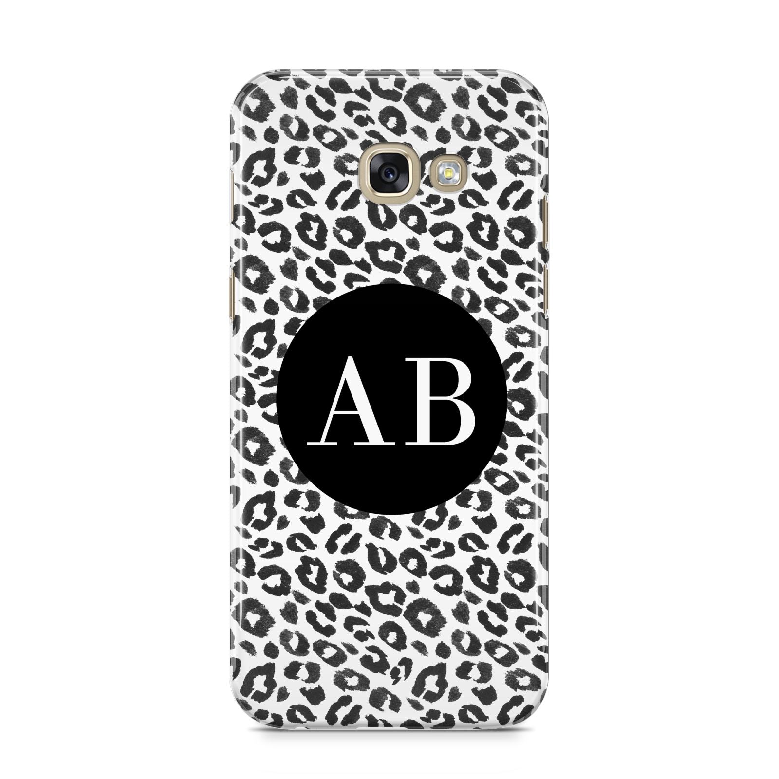 Leopard Print Black and White Samsung Galaxy A5 2017 Case on gold phone