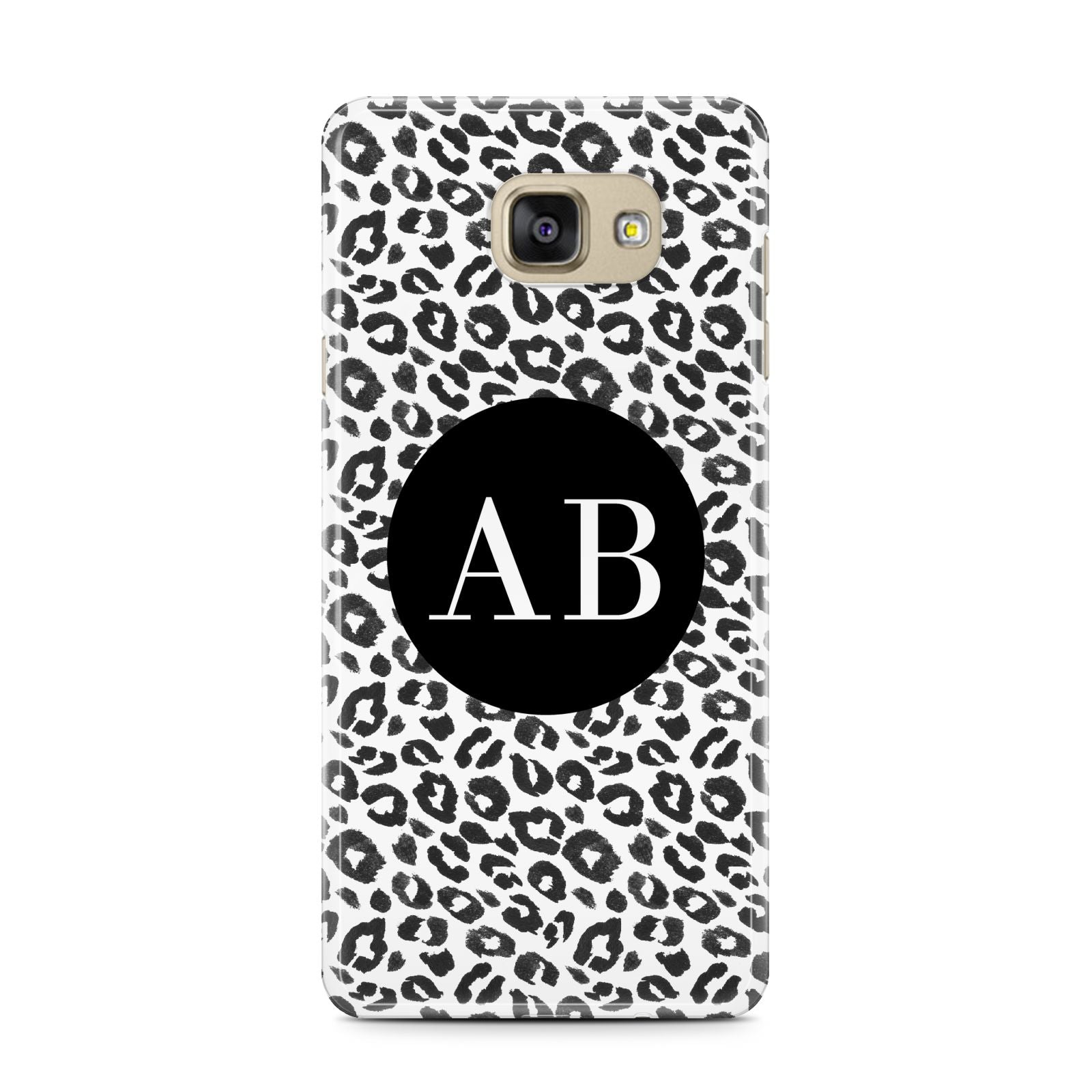 Leopard Print Black and White Samsung Galaxy A7 2016 Case on gold phone