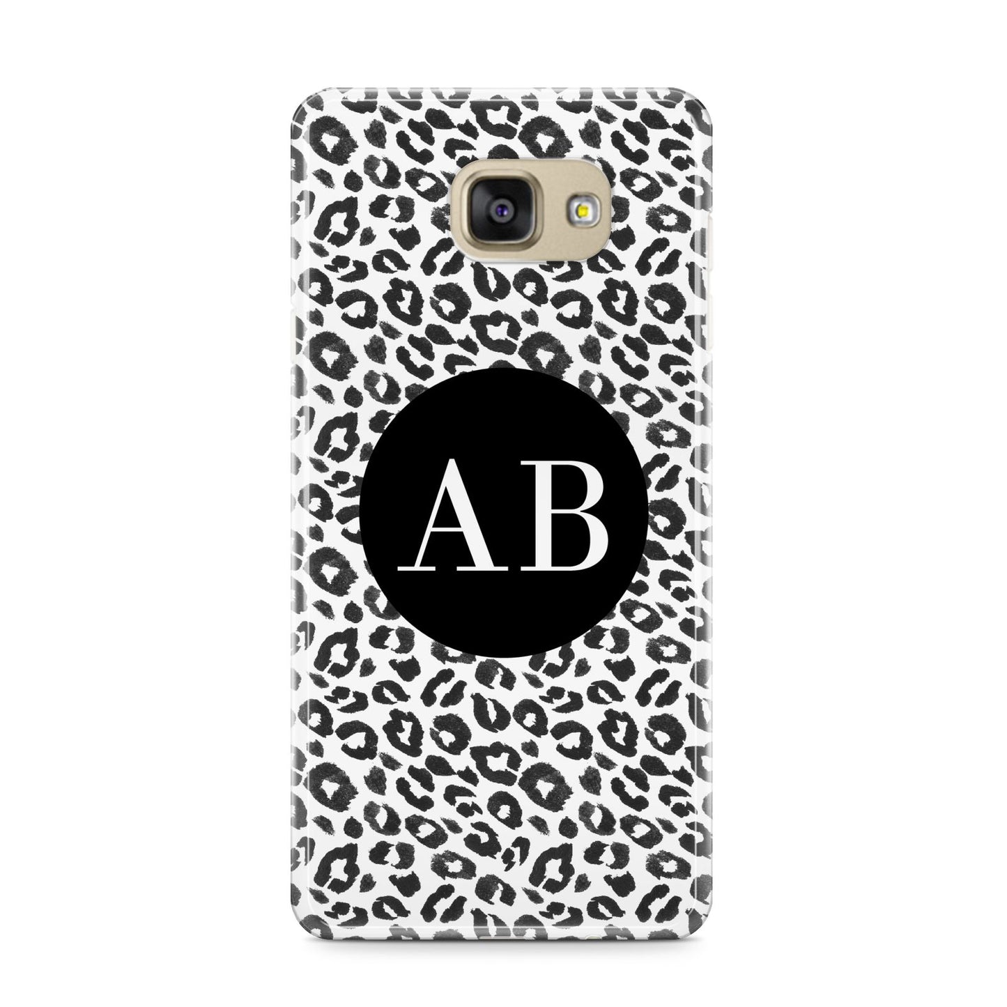 Leopard Print Black and White Samsung Galaxy A9 2016 Case on gold phone