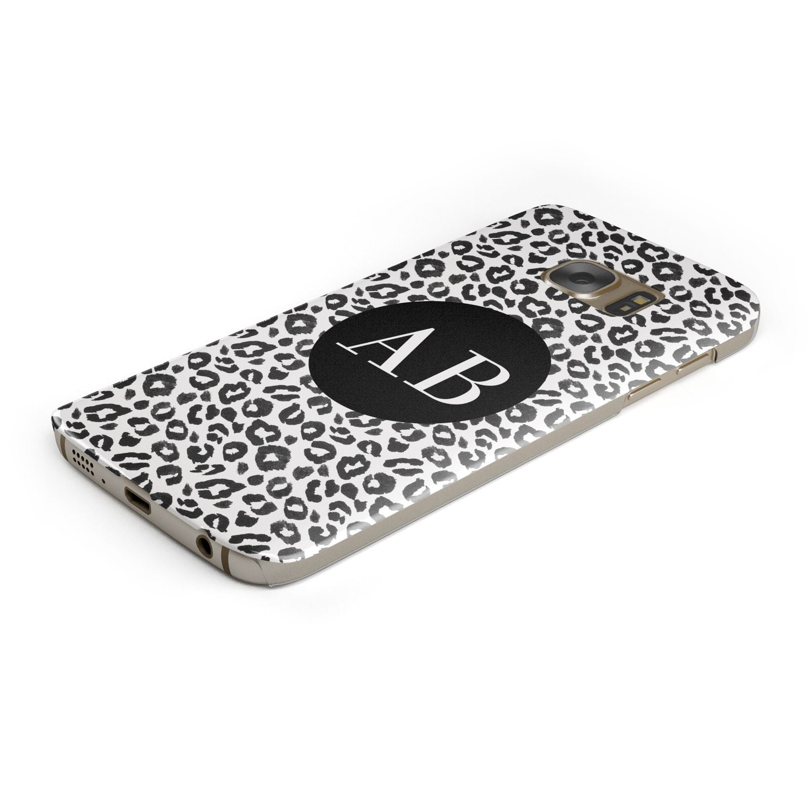 Leopard Print Black and White Samsung Galaxy Case Bottom Cutout
