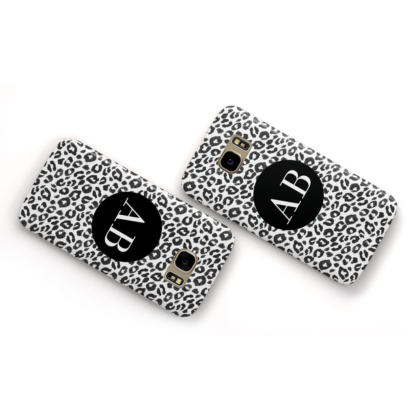Leopard Print Black and White Samsung Galaxy Case Flat Overview