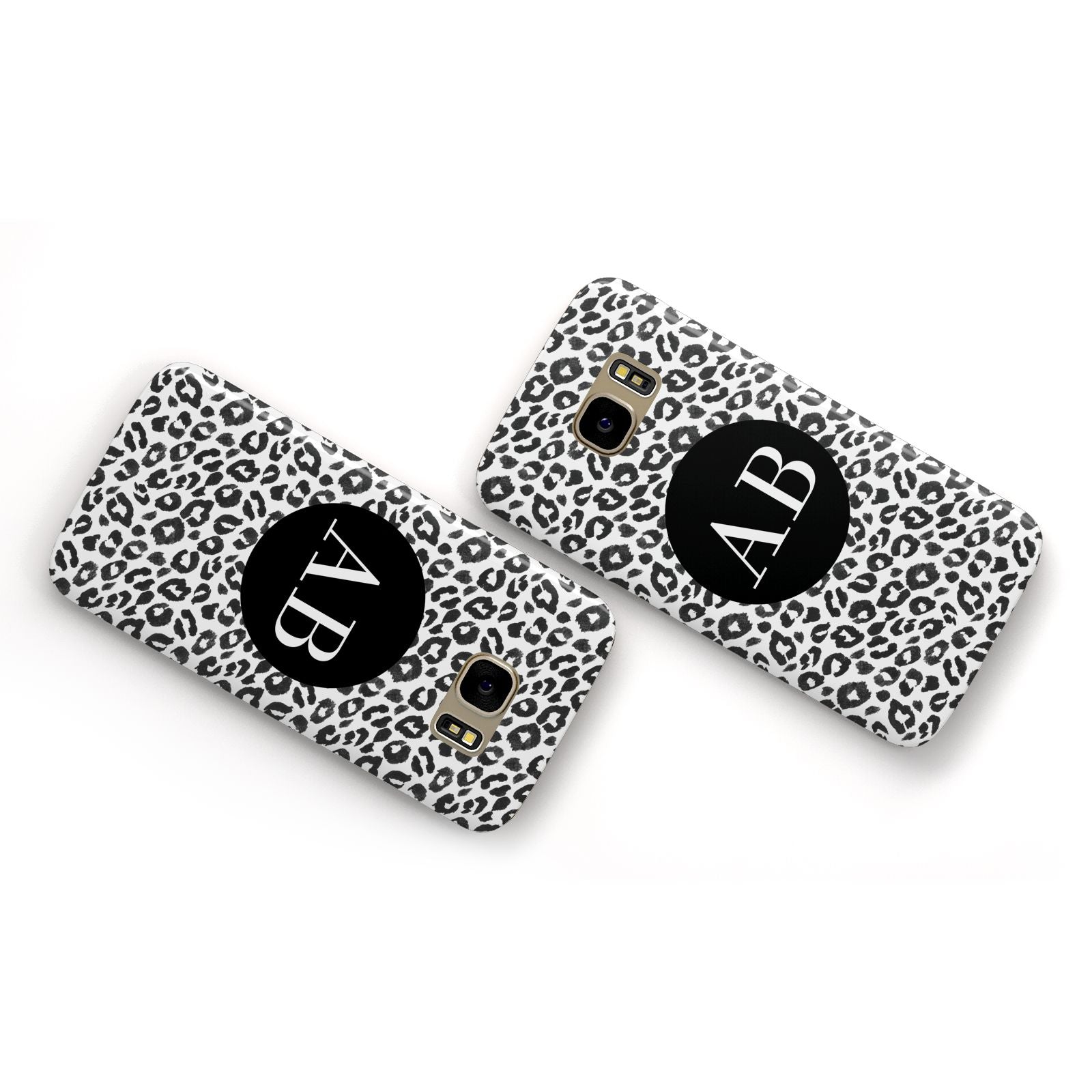 Leopard Print Black and White Samsung Galaxy Case Flat Overview