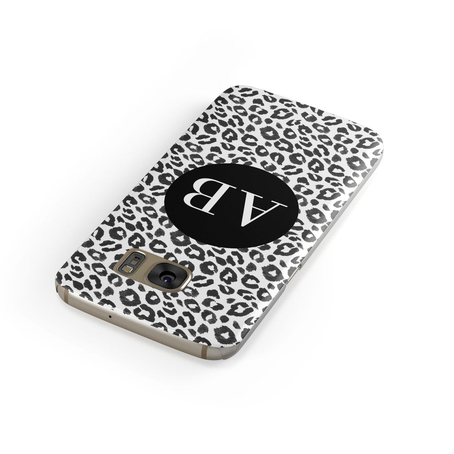 Leopard Print Black and White Samsung Galaxy Case Front Close Up