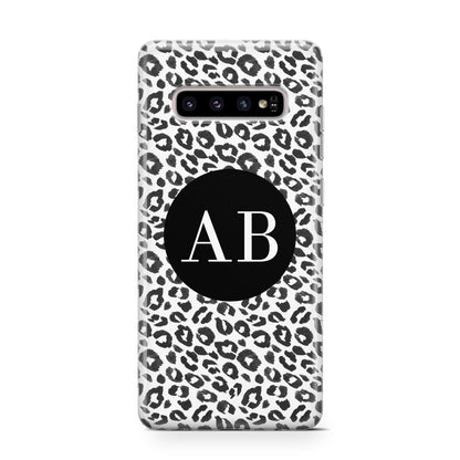 Leopard Print Black and White Samsung Galaxy S10 Case