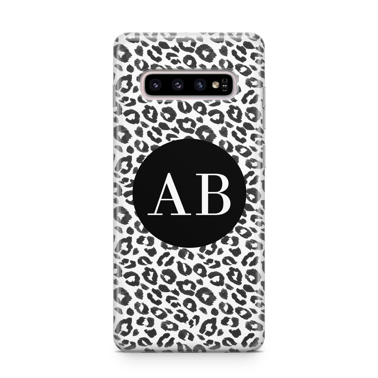 Leopard Print Black and White Samsung Galaxy S10 Plus Case