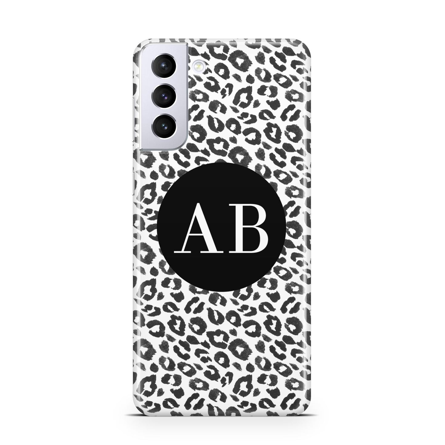 Leopard Print Black and White Samsung S21 Plus Phone Case