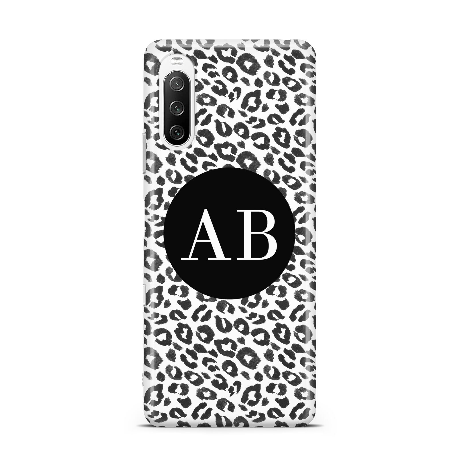 Leopard Print Black and White Sony Xperia 10 III Case
