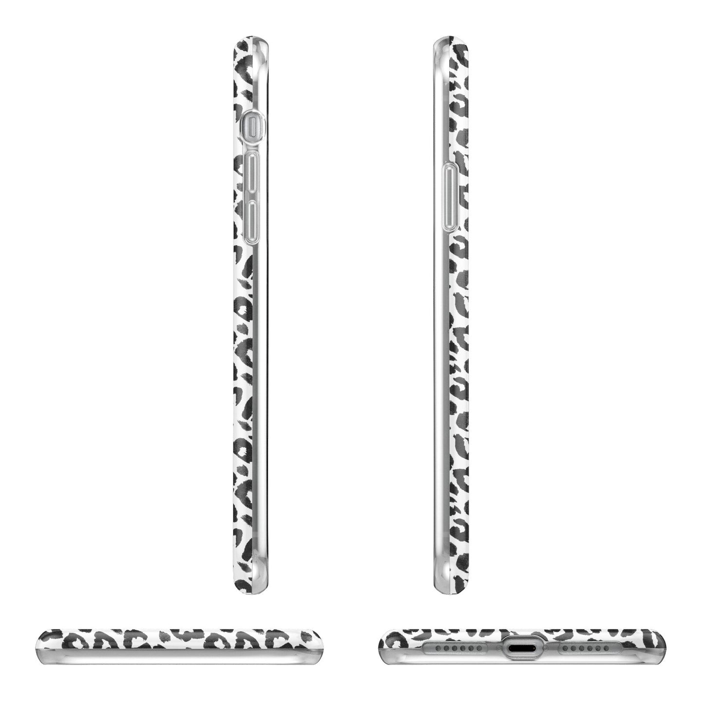 Leopard Print Black and White iPhone 11 Pro 3D Tough Case Angle Images