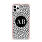 Leopard Print Black and White iPhone 11 Pro Max Impact Pink Edge Case