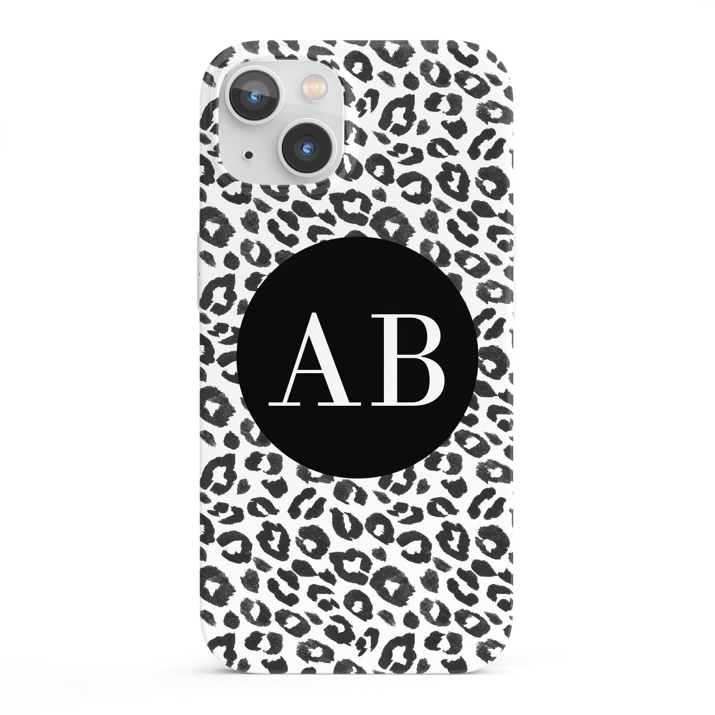 Leopard Print Black and White iPhone 13 Full Wrap 3D Snap Case