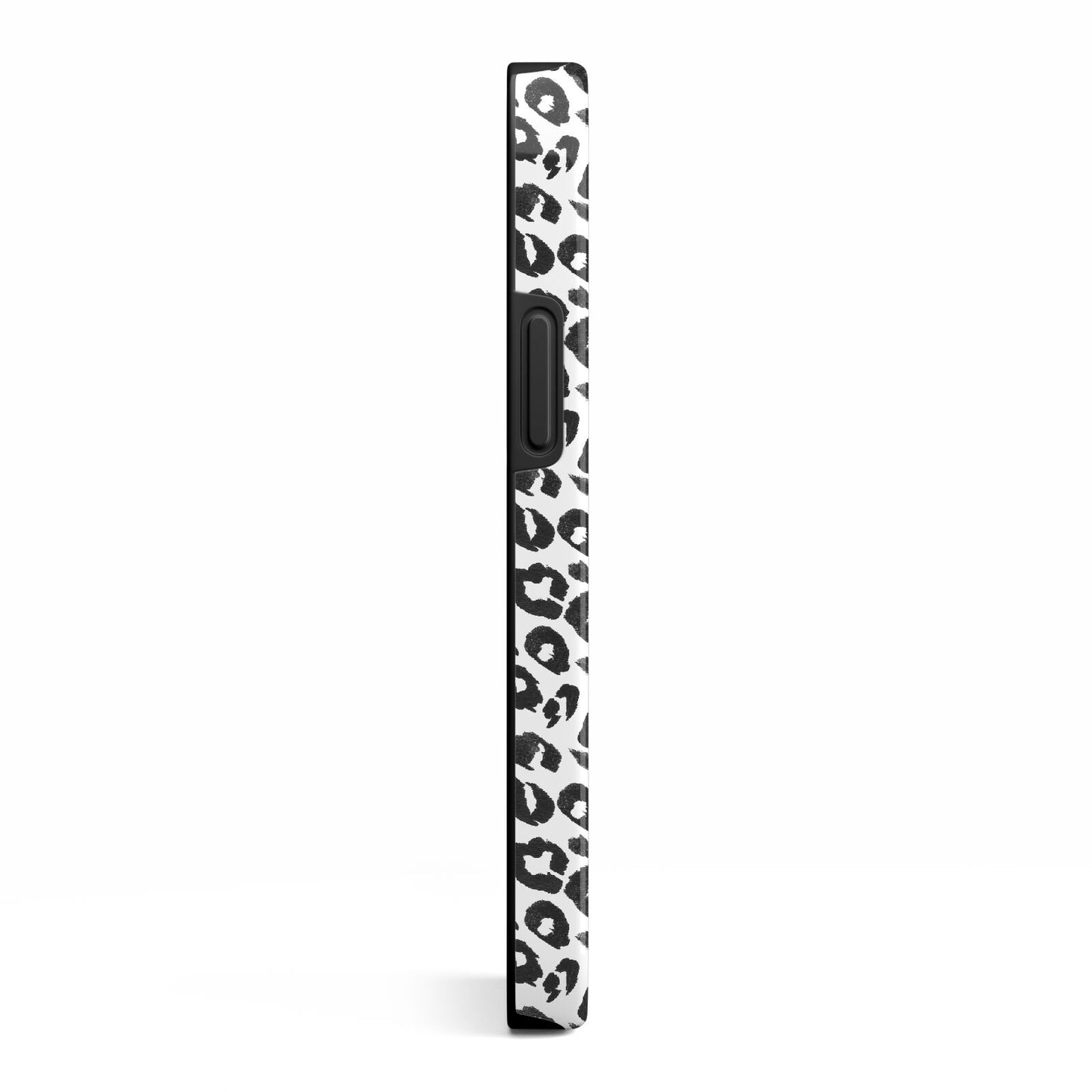 Leopard Print Black and White iPhone 13 Mini Side Image 3D Tough Case