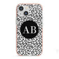 Leopard Print Black and White iPhone 13 Mini TPU Impact Case with Pink Edges