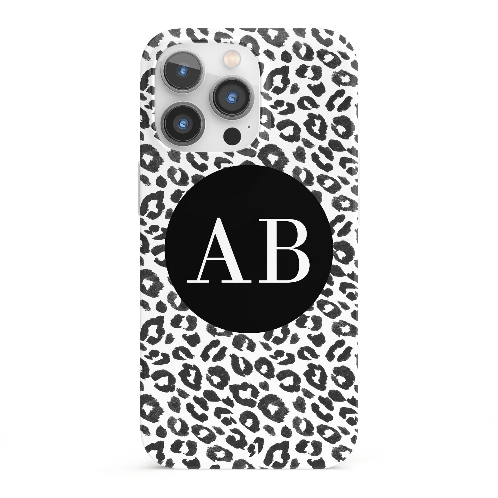 Leopard Print Black and White iPhone 13 Pro Full Wrap 3D Snap Case