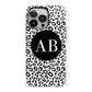 Leopard Print Black and White iPhone 13 Pro Full Wrap 3D Tough Case