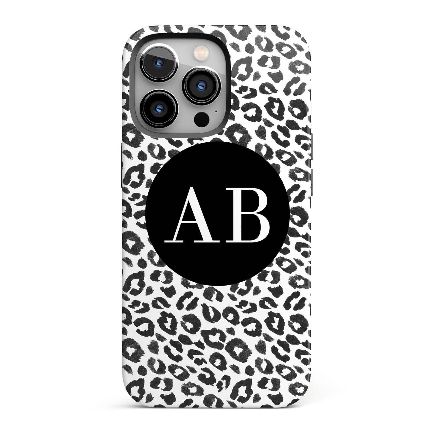 Leopard Print Black and White iPhone 13 Pro Full Wrap 3D Tough Case