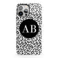 Leopard Print Black and White iPhone 13 Pro Max Full Wrap 3D Tough Case