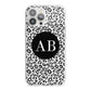 Leopard Print Black and White iPhone 13 Pro Max TPU Impact Case with White Edges