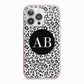 Leopard Print Black and White iPhone 13 Pro TPU Impact Case with Pink Edges