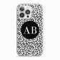 Leopard Print Black and White iPhone 13 Pro TPU Impact Case with White Edges