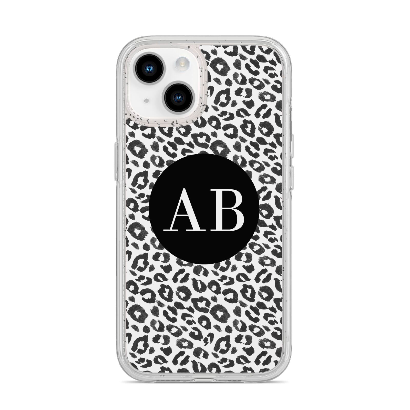 Leopard Print Black and White iPhone 14 Glitter Tough Case Starlight