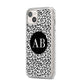 Leopard Print Black and White iPhone 14 Plus Glitter Tough Case Starlight Angled Image