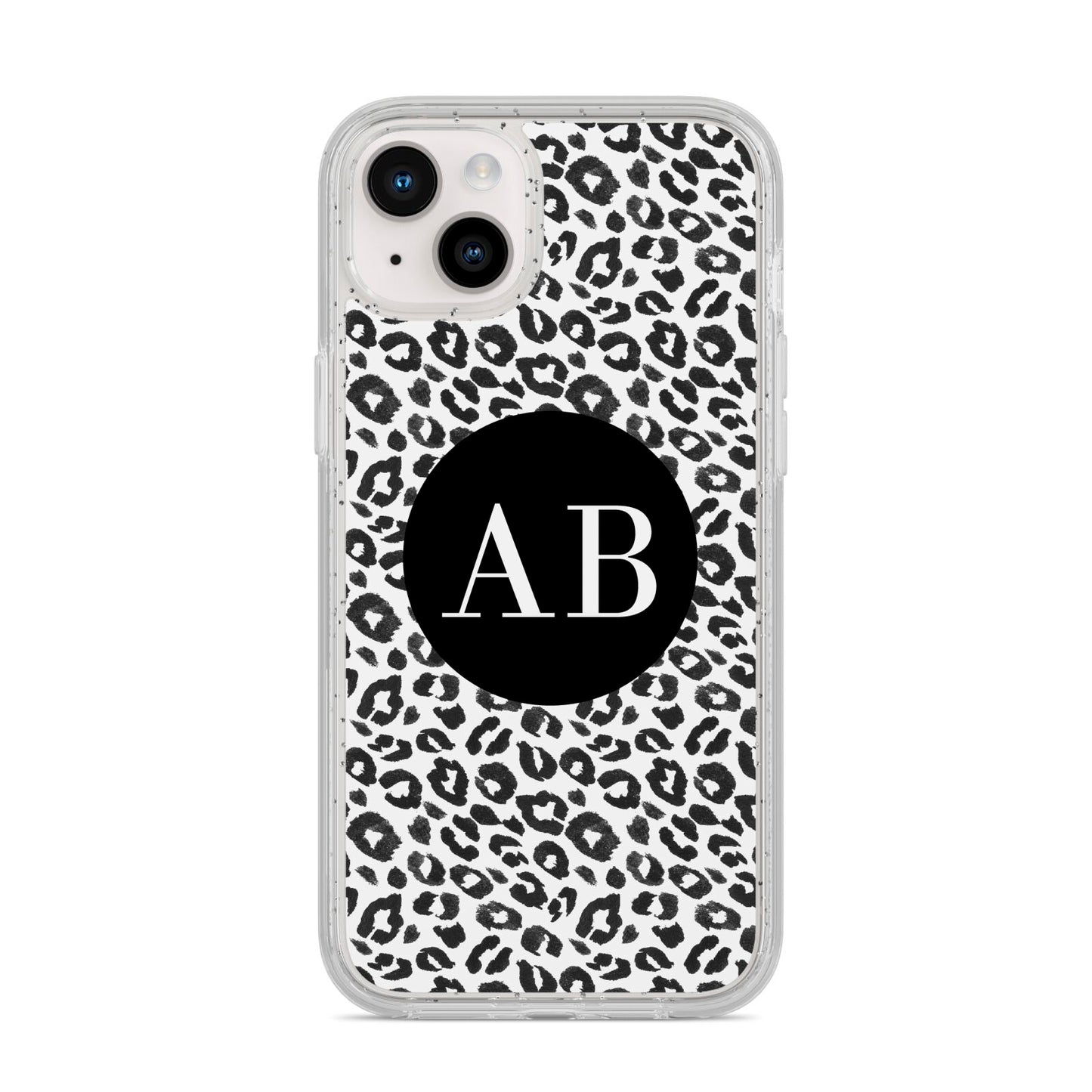 Leopard Print Black and White iPhone 14 Plus Glitter Tough Case Starlight