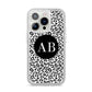 Leopard Print Black and White iPhone 14 Pro Glitter Tough Case Silver
