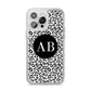 Leopard Print Black and White iPhone 14 Pro Max Clear Tough Case Silver