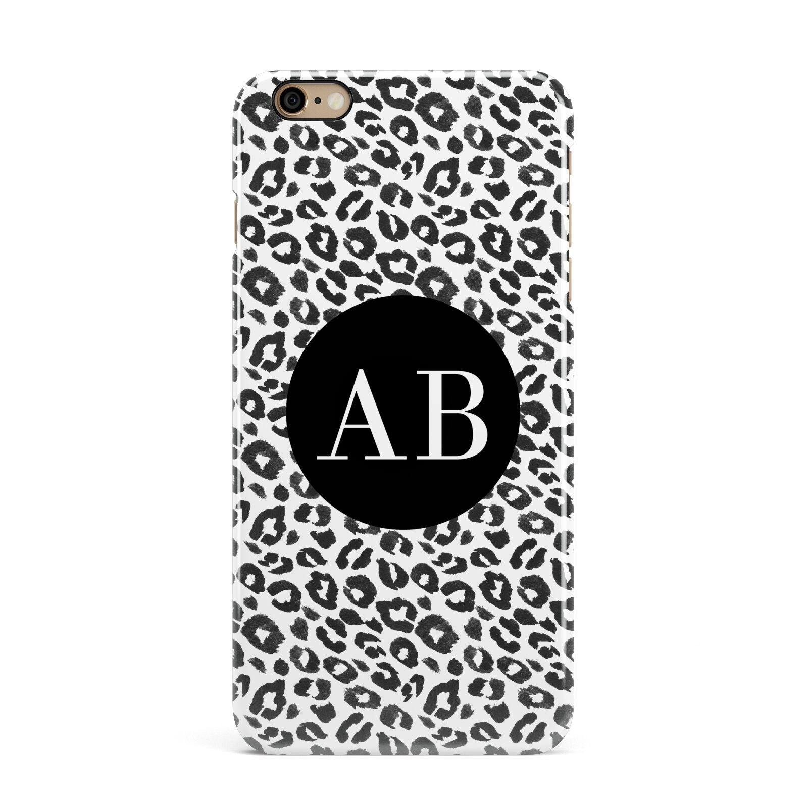 Leopard Print Black and White iPhone 6 Plus 3D Snap Case on Gold Phone