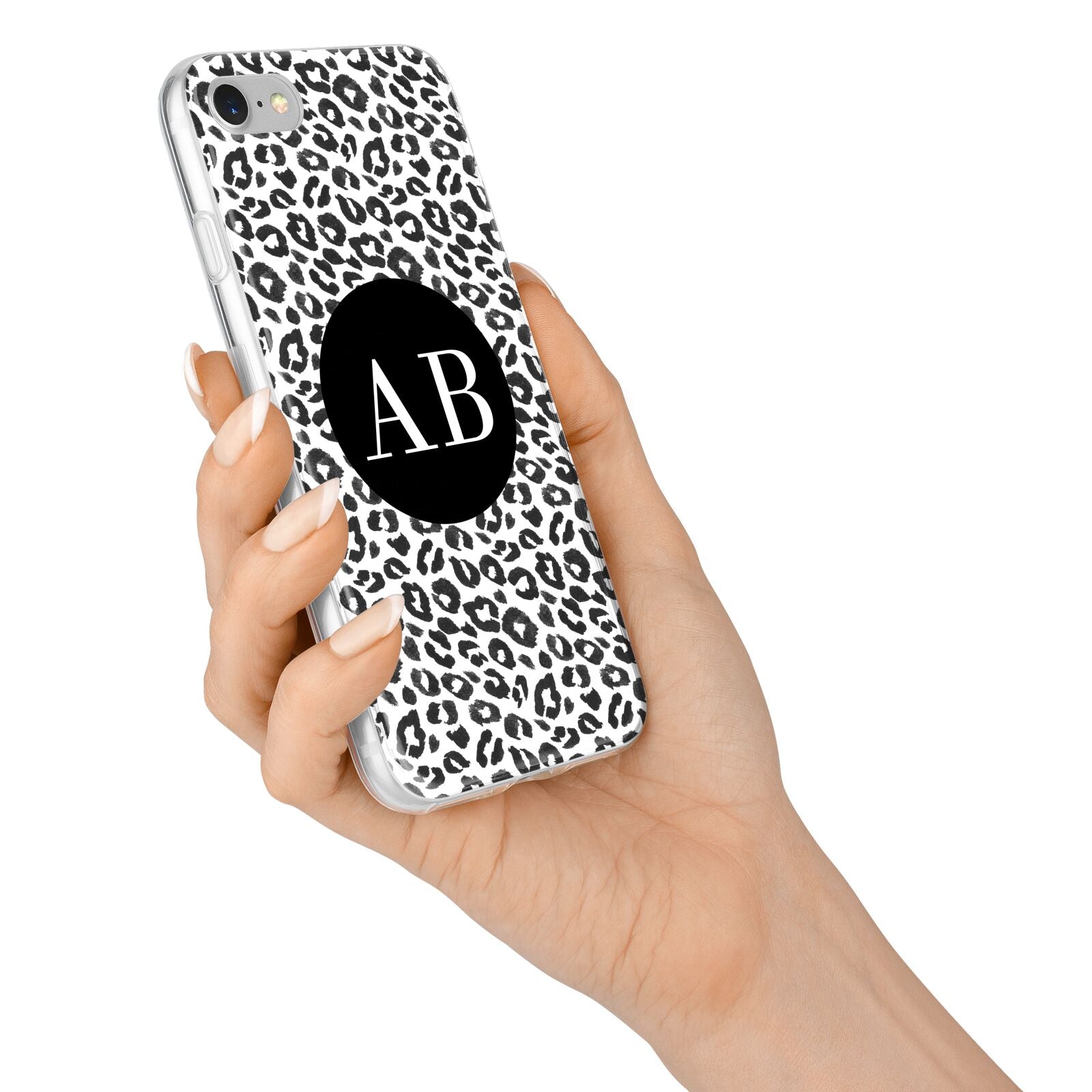 Leopard Print Black and White iPhone 7 Bumper Case on Silver iPhone Alternative Image