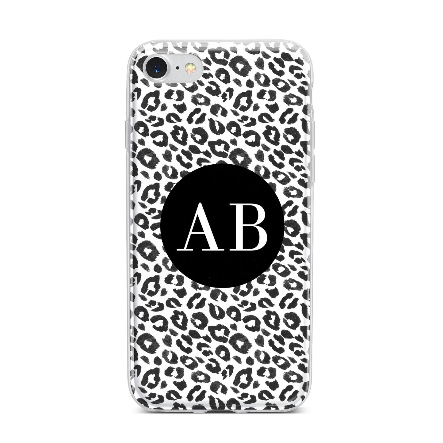 Leopard Print Black and White iPhone 7 Bumper Case on Silver iPhone