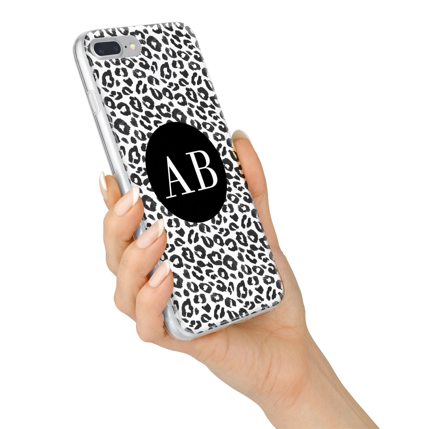 Leopard Print Black and White iPhone 7 Plus Bumper Case on Silver iPhone Alternative Image
