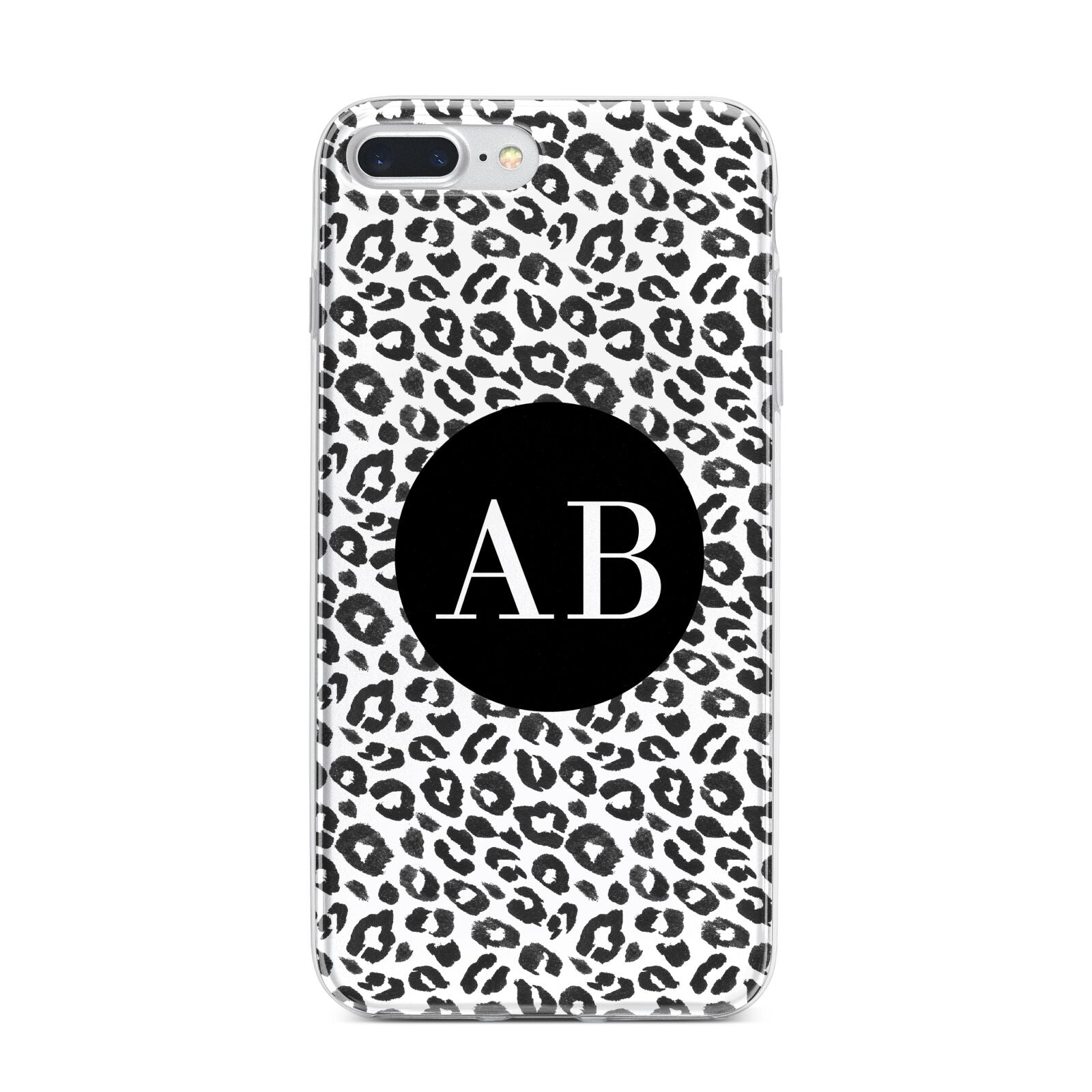 Leopard Print Black and White iPhone 7 Plus Bumper Case on Silver iPhone