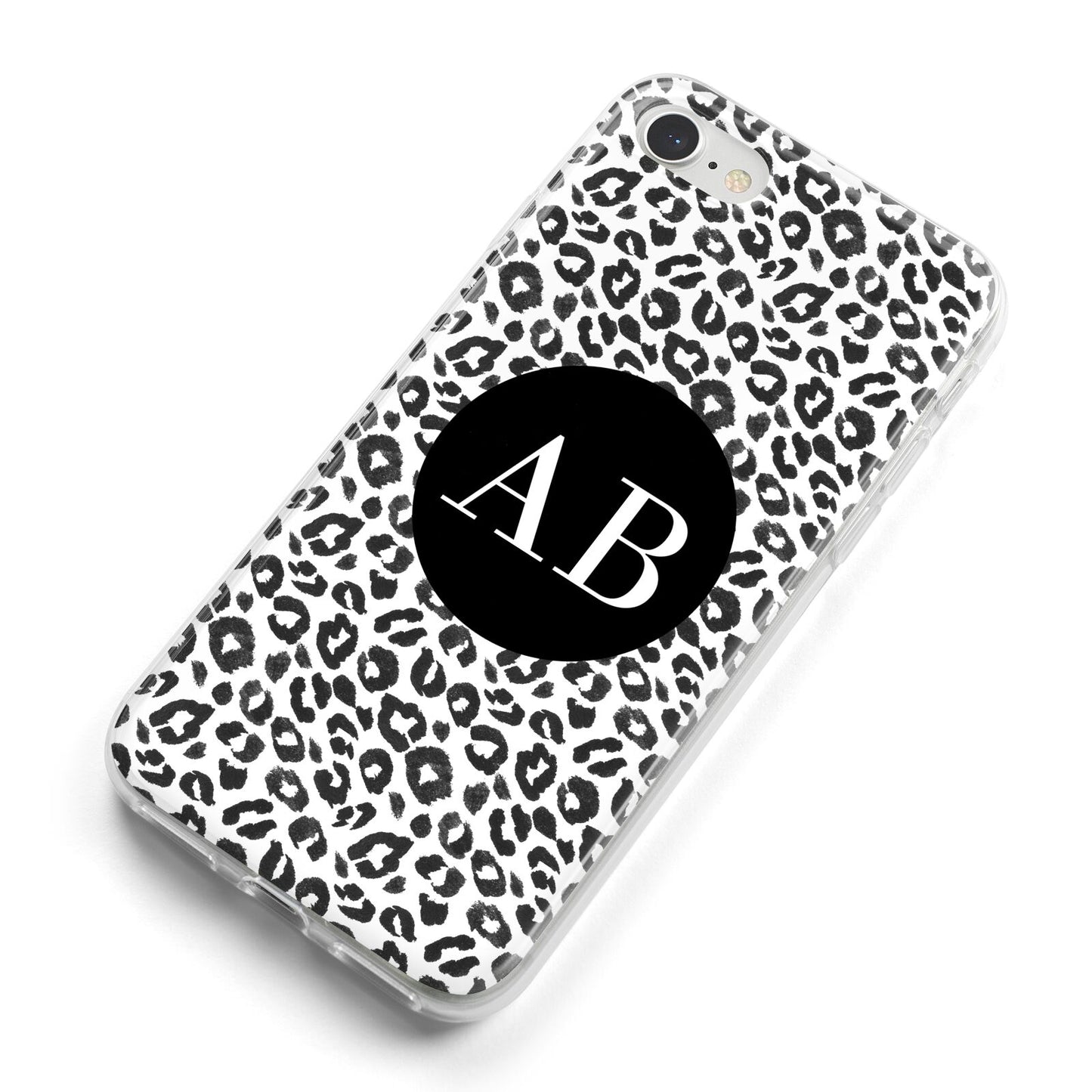 Leopard Print Black and White iPhone 8 Bumper Case on Silver iPhone Alternative Image