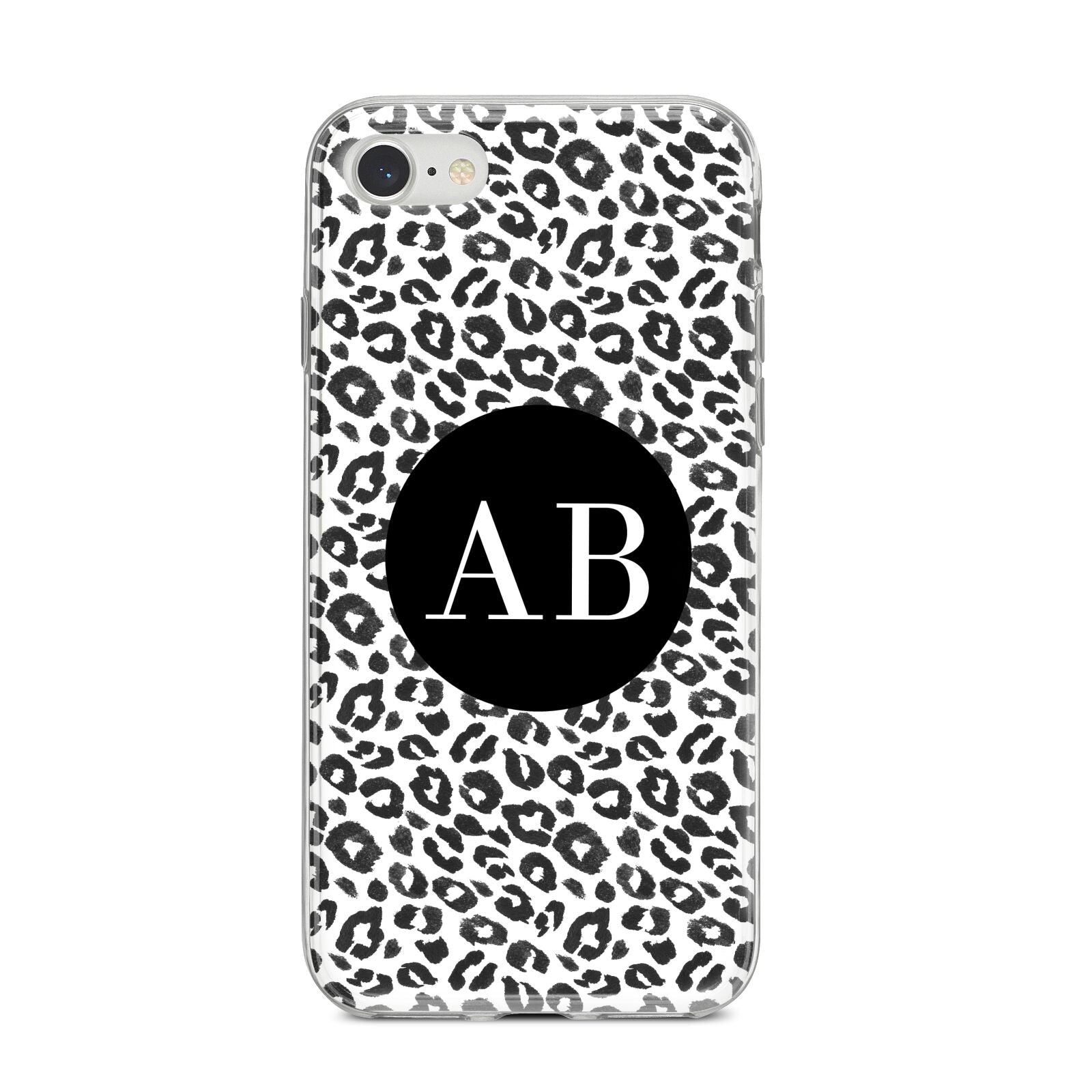 Leopard Print Black and White iPhone 8 Bumper Case on Silver iPhone