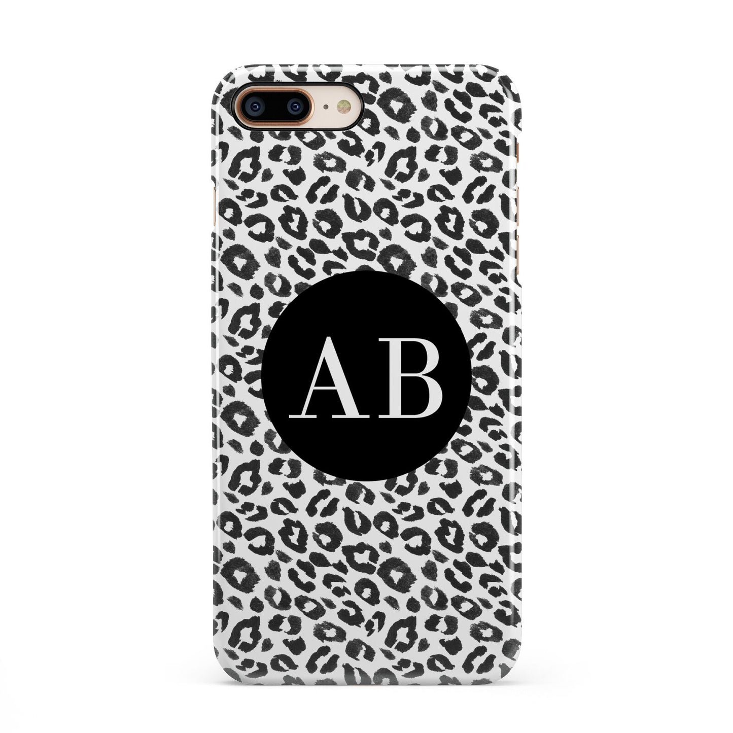 Leopard Print Black and White iPhone 8 Plus 3D Snap Case on Gold Phone
