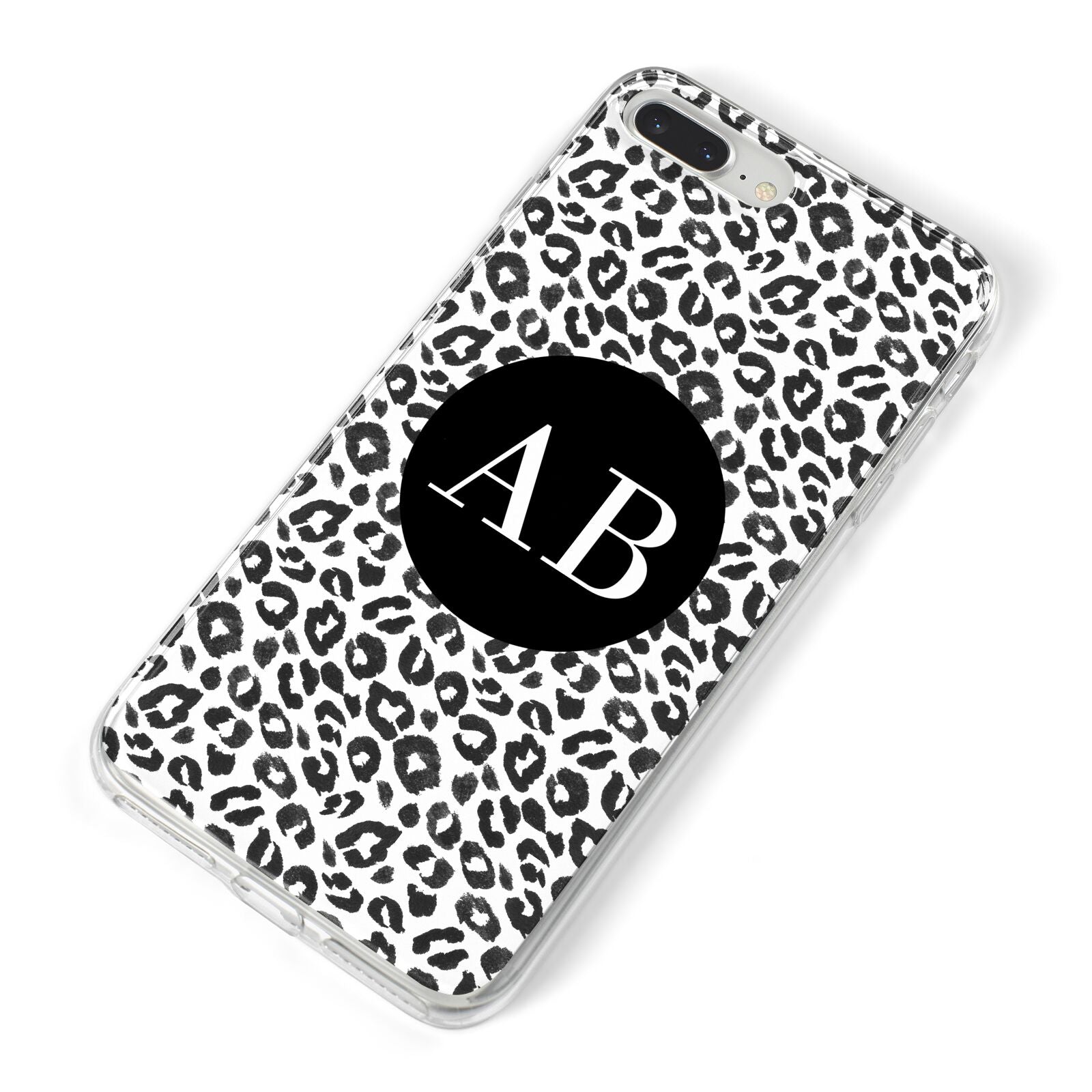 Leopard Print Black and White iPhone 8 Plus Bumper Case on Silver iPhone Alternative Image