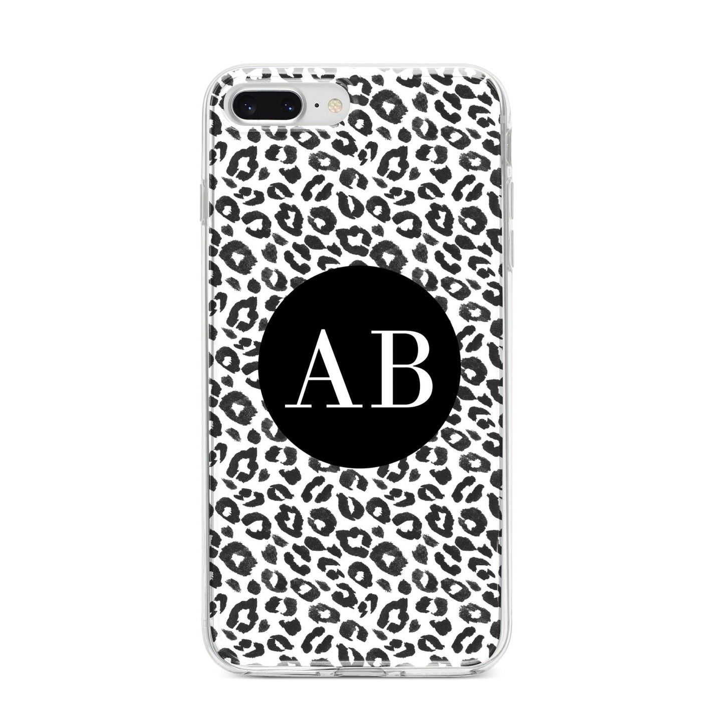 Leopard Print Black and White iPhone 8 Plus Bumper Case on Silver iPhone