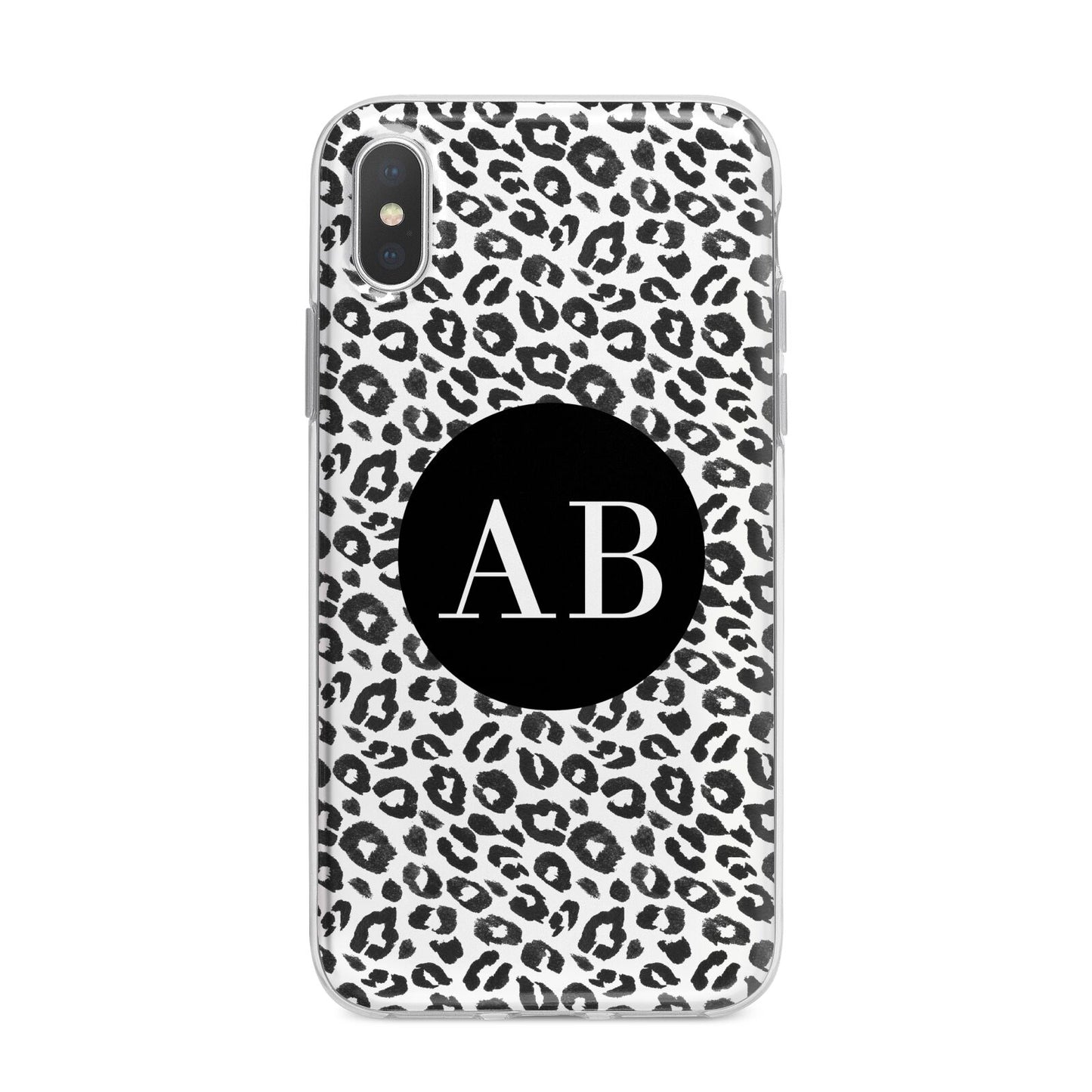 Leopard Print Black and White iPhone X Bumper Case on Silver iPhone Alternative Image 1