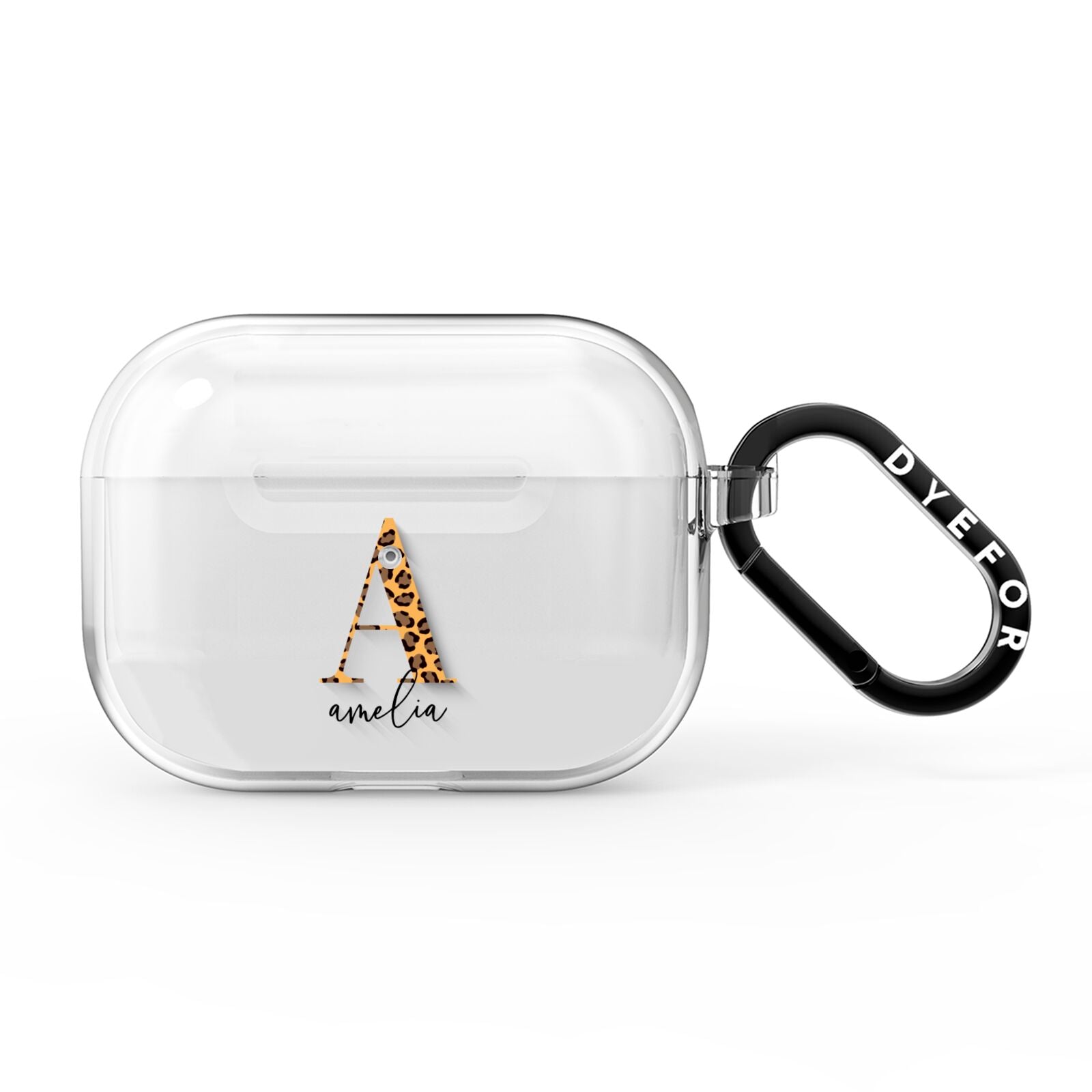 Leopard Print Initial with Name AirPods Pro Clear Case