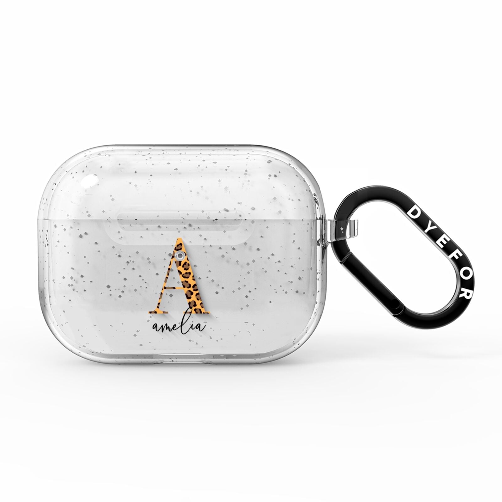 Leopard Print Initial with Name AirPods Pro Glitter Case