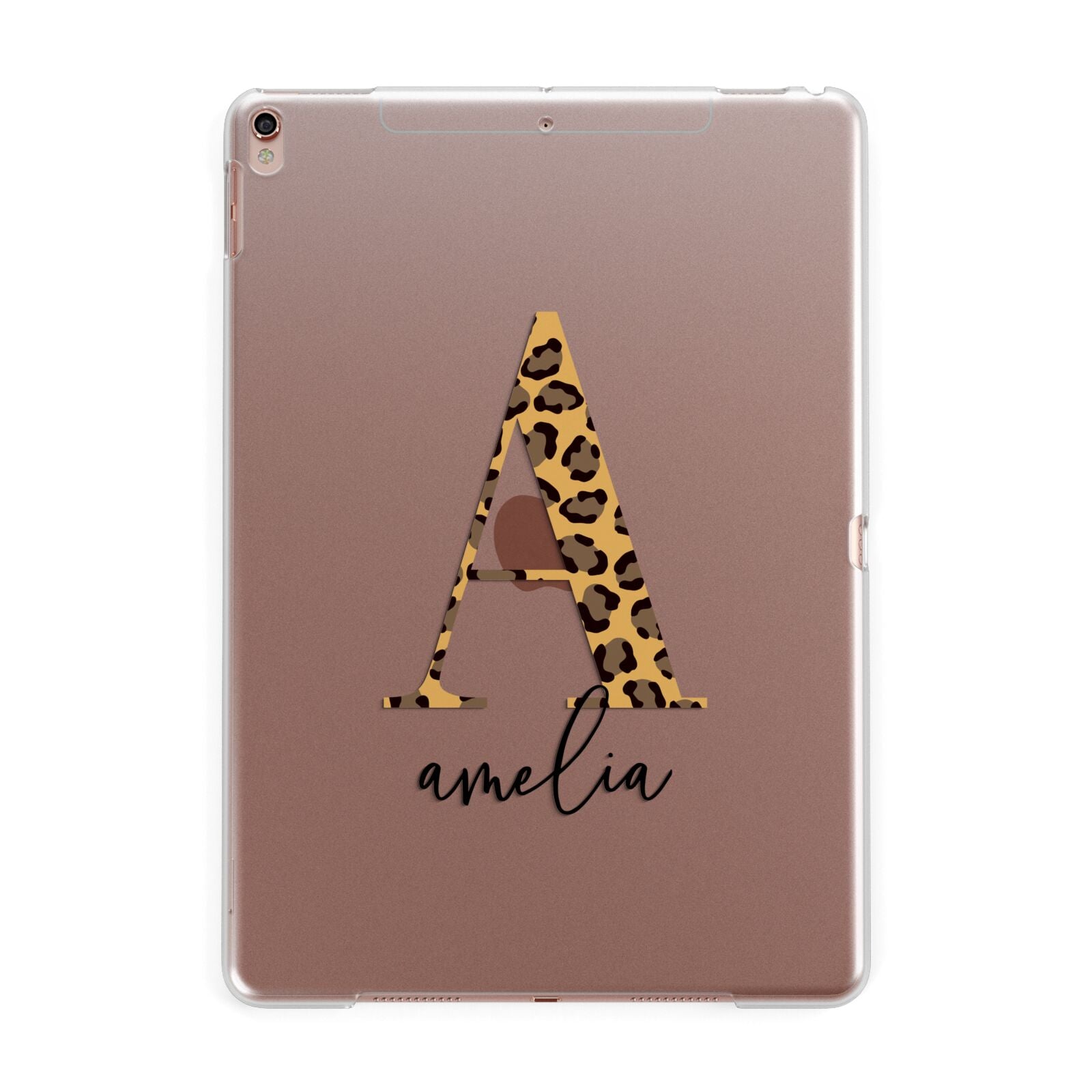 Leopard Print Initial with Name Apple iPad Rose Gold Case
