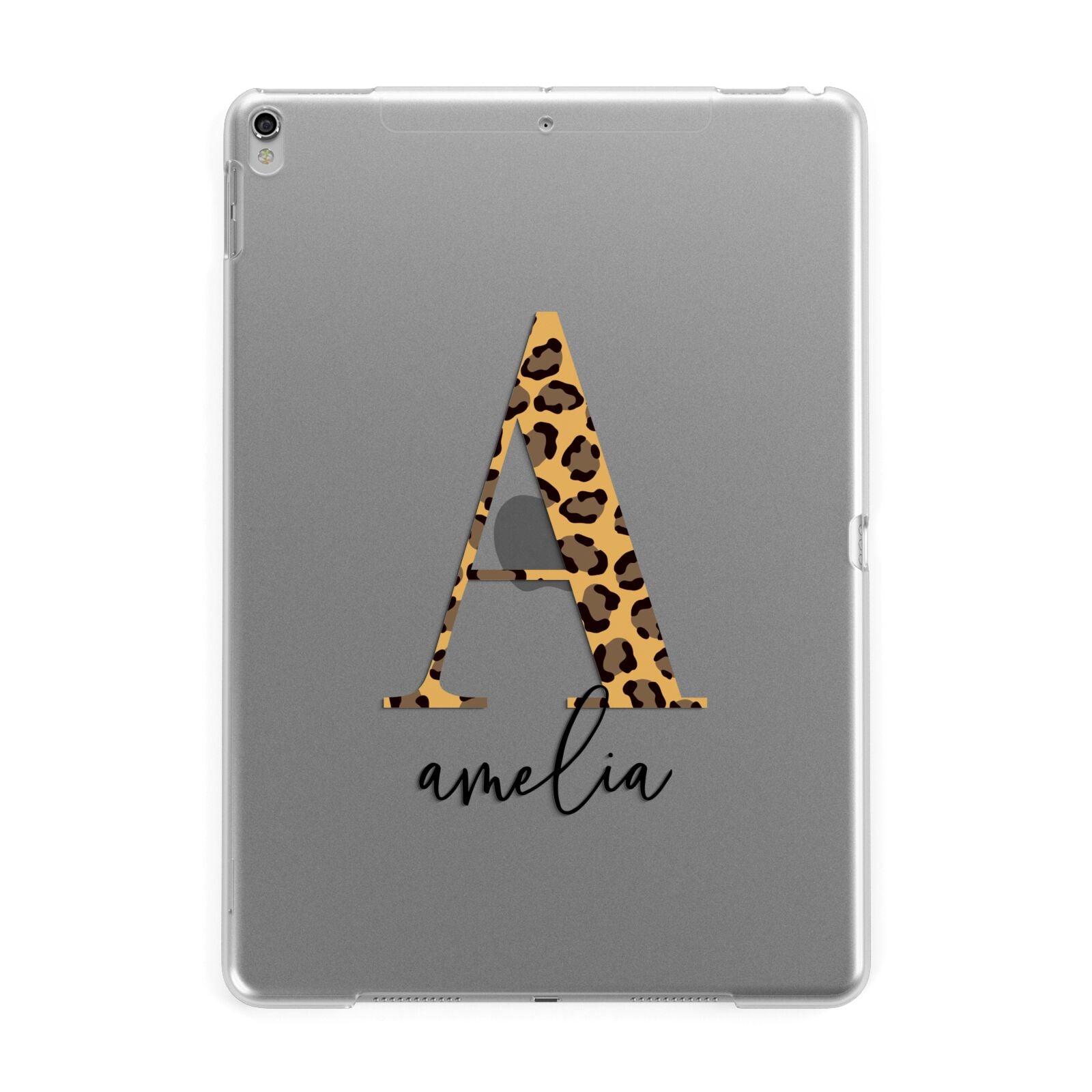 Leopard Print Initial with Name Apple iPad Silver Case