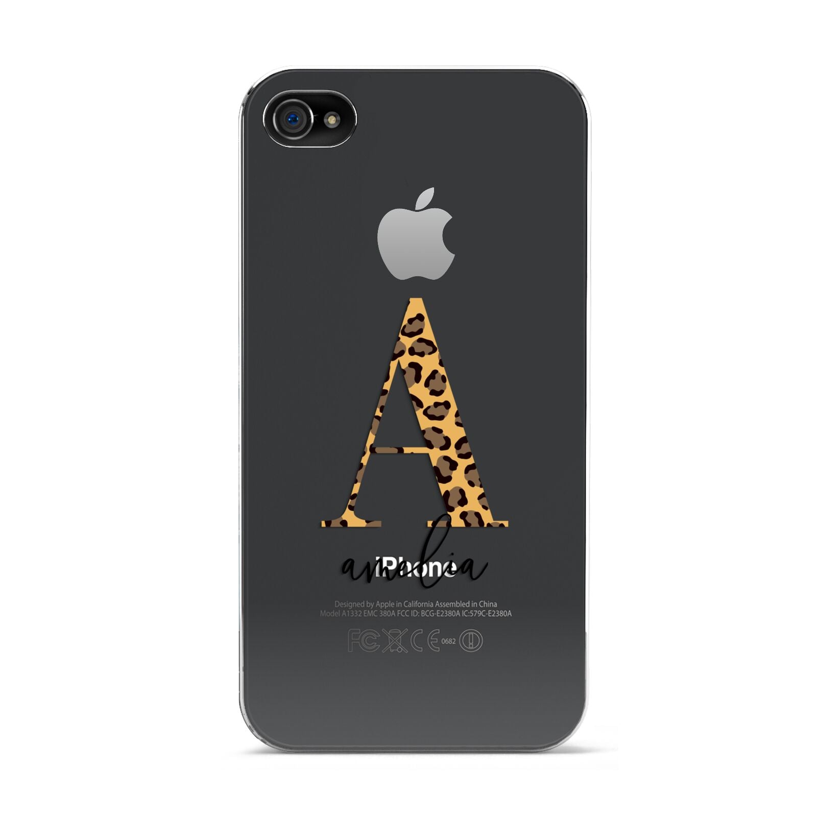 Leopard Print Initial with Name Apple iPhone 4s Case