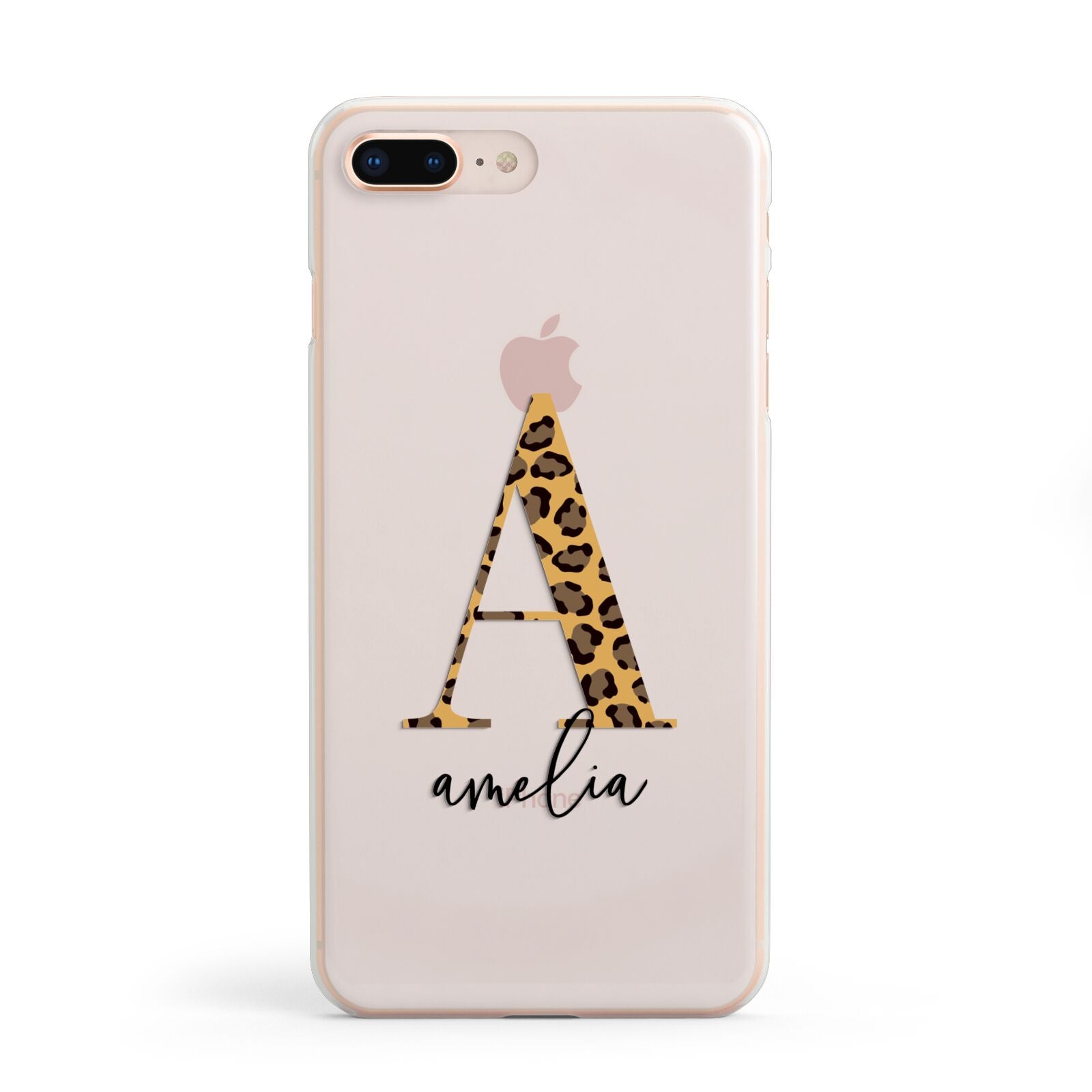 Leopard Print Initial with Name Apple iPhone 8 Plus Case